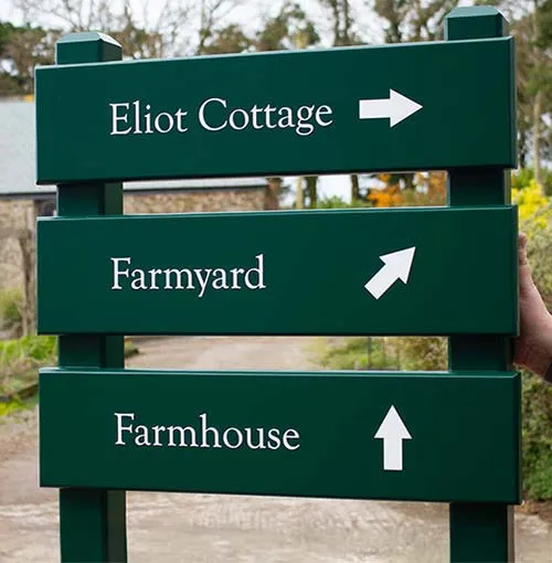 The sign panels are front fixed onto the posts. Painted Ladder Sign