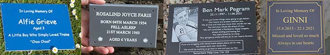 Memorials for children and child memorial plaques.