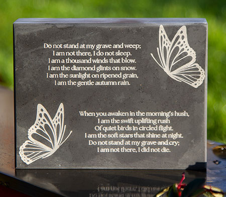 We can create the lasered slate memorials with very small text.