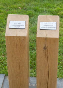 Solid oak plinths for mounting plaques.