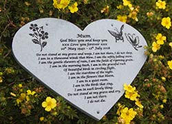 Heart shaped memorial plaque.