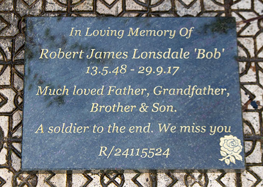 Memorial tablet made from Kerala green granite.