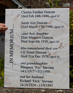 Large marble corian engraved memorial plaque.