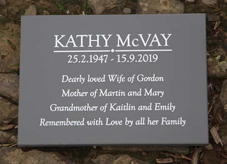 Slate corian plaque 150mm x 210mm engraved and paint filled.