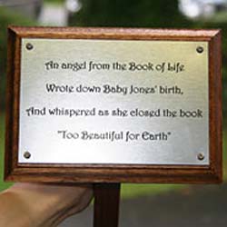 Wooden Backing Board and Silver Laminate Plaque