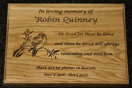 Wooden Memorial Plaque with Lovely Inscription