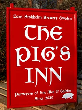 Fibreglass pub sign sold with hanging bracket.