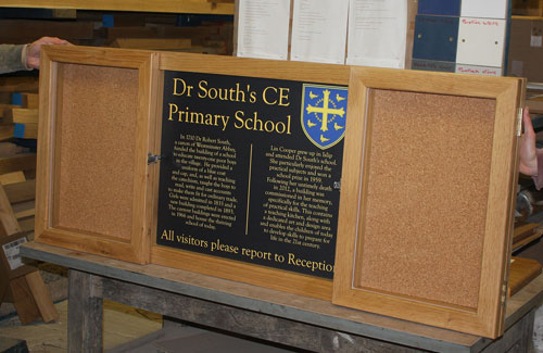 Wooden notice board made in oak