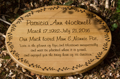 Oval Oak Memorial Plaque