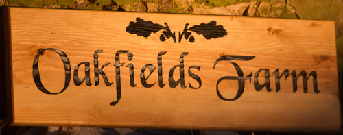 Farm Sign in Douglas Fir  Font Black Chhancery  ref 1311.LW.054