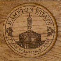 Wooden Insert with detailed engraving in large estate sign.