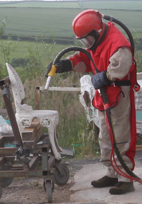 Sand blasting garden chair