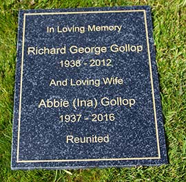 Dark Grey Granite Memorial Tablet.