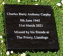 300 x 300mm 30mm Black Granite Memorial Tablet - White lettering.