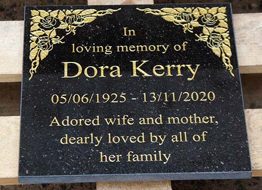 300 x 300mm 15mm black galaxy memorial tablet.