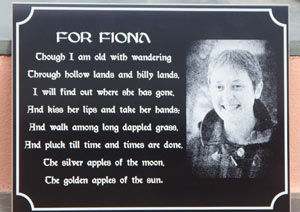 Laser engraved photo memorial.