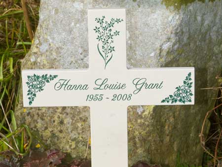 Corian memorial cross. Font - Altogscr. Images - DC090 & FS402