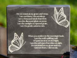 Good value etched slate memorials.