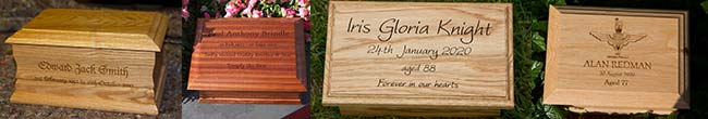 Wooden ashes caskets & wooden urns.