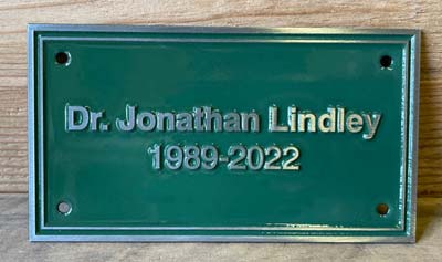 Simple bench plaque - long last - low maintenance.