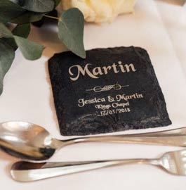 Rustic slate place name settings