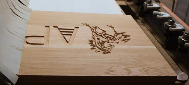 CNC router carving oak sign