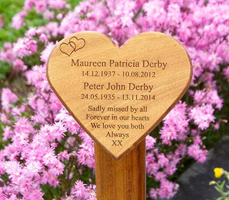 Heart shaped wooden memorial.