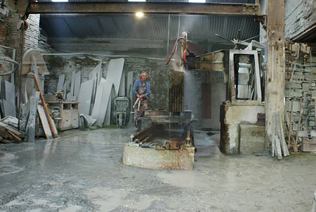 The quarry workshop where they cut slate to our requirements.