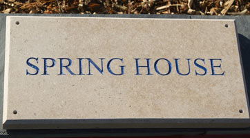 Purbeck stone house sign with blue letters 1808.SS.081