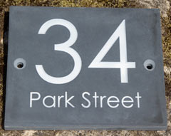 Slate address sign. Font - Century Gothic