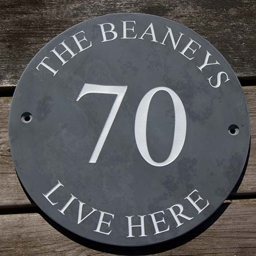 Round Slate House Number