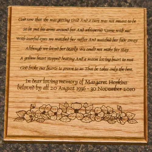 Wooden Memorial Plaque