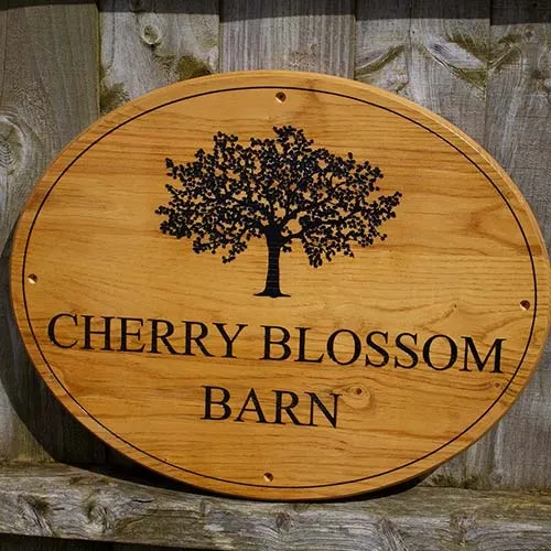 Oval Chetnut Wood Sign