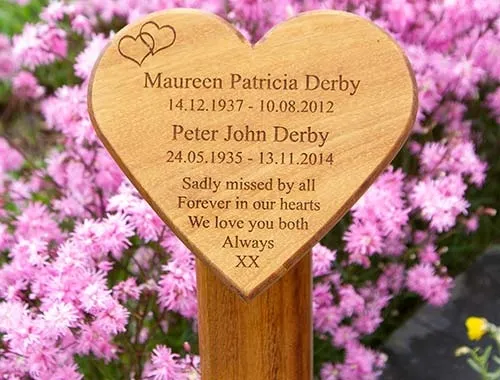 These shaped plaques can be mounted on a post. Heart Shaped Wooden Memorial