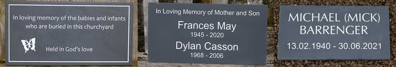 Slate Memorials and memorial plaques