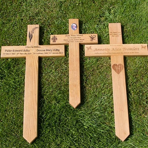 Engraved Wooden Memorial Crosses