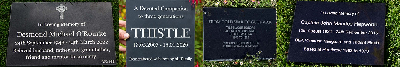 Black Granite Memorials - 10mm thick