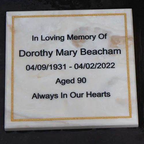 Engraved Marble Corian Memorial Plaque