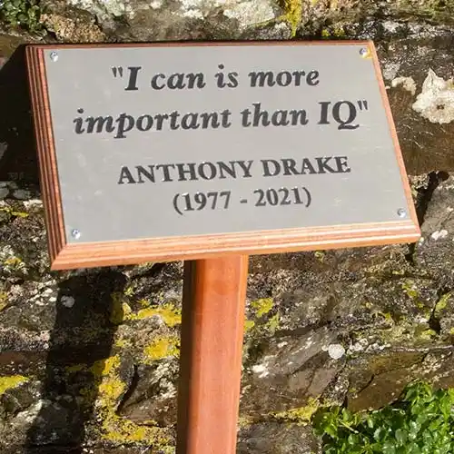 Memorial Plaque on a Backing Board Engraved Brass Plaque