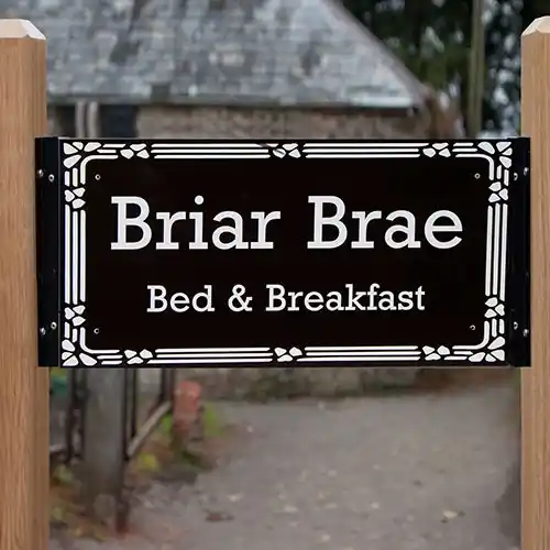 Made using black T-Channel Entrance Sign On Posts