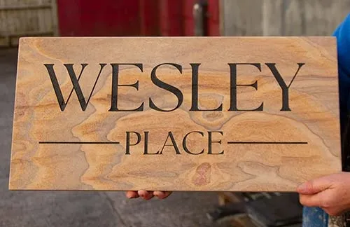We can cut this stone to size up to 600 x 900mm. Large Sandstone House Sign