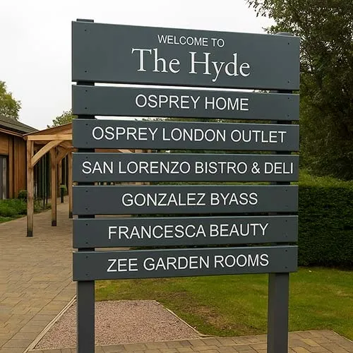 Front fixed ladder sign with removable panels. Painted Ladder Sign