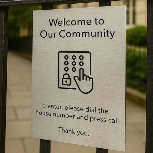 Channel for railings attached to back of the sign. Stainless Steel PLaque for Railings