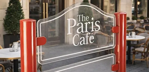 Contemporary entrance signs for a business. Clear Acrylic Business Sign