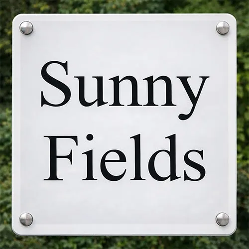 Other colours of backing vinyl are available Clear Acrylic House Sign With White Backing