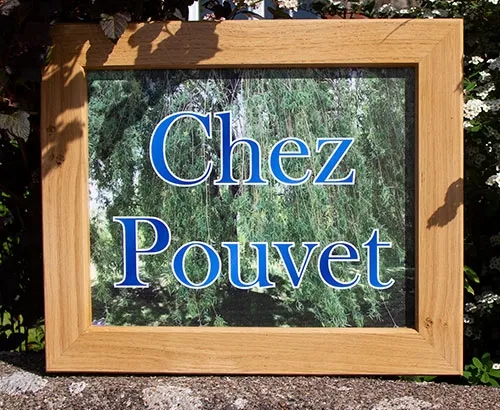 Aluminium compopsite framed with natural oak. Oak Framed House Sign