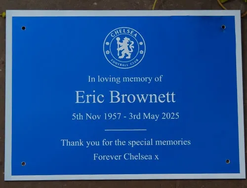 Blue aluminium plaque without a backing board. Blue Aluminium Plaque