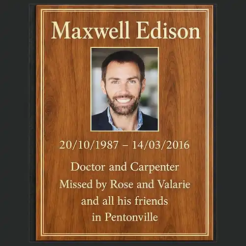 Printed Wood Effect Background Full Colour Memorial Plaque