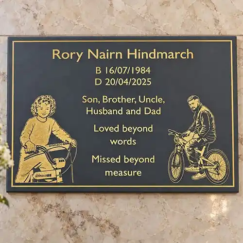 This plaque measued 525mm x 355mm Slate Corian Plaque with Gold Text