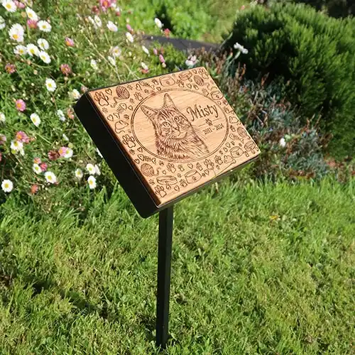 Fitted into Plaque Holder Wooden Cat Memorial